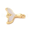 Brass Pave Natural White Shell Connector Charms KK-S522-03A-G-2