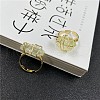 Nuggets Alloy Wire Wrapped Natural Lemon Quartz Cuff Rings FS-WGA7830-14-1