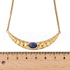 304 Stainless Steel Pave Natural Lapis Lazuli New Moon Pendant Necklaces NJEW-H071-01G-3
