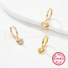 3Pcs 925 Sterling Silver Clear Cubic Zirconia Heart Hoop Earrings MG6658-7-1