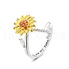 Adjustable Brass Rhinestone Rotating Cuff Rings FS-WG5B177-10-1