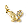 Brass Micro Pave Clear Cubic Zirconia Butterfly Charms ZIRC-F132-92G-1