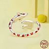 Koi Fish 925 Sterling Silver Pave Clear Cubic Zirconia Enamel Cuff Rings for Women FS-WG52F3D-01-1