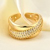Brass Micro Pave Cubic Zirconia Open Cuff Rings for Women RJEW-K292-01G-1
