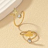 2Pcs 2 Styles Brass Crystal Rhinestone Butterfly Clover Cuff Toe Ring Sets FS-WG20A77-03-4