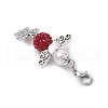 6Pcs 6 Colors Angel & Butterfly Alloy Beaded & Polymer Clay Pave Rhinestone Beaded Pendant Decoration HJEW-TA00339-5