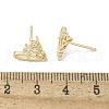 Brass Clear Cubic Zirconia Stud Earrings EJEW-Q014-10G-2