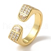 Arch Rack Plating Brass Micro Pave Cubic Zirconia Cuff Rings for Women RJEW-G323-09G-04-1