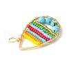 Dyed Natural Magnesite & Glass Seed Beaded Pendants PALLOY-MZ00196-3
