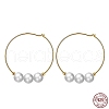 Natural Pearl Beaded Hoop Earrings EJEW-P231-26G-5