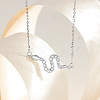 Snake 925 Sterling Silver Micro Pave Clear Cubic Zirconia Pendant Necklaces FS-WG93C20-02-1