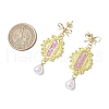 Transparent Electroplate Glass Beads Rhombus with Bowknot Dangle Stud Earrings EJEW-MZ00430-03-3