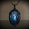 Oval Gothic Alloy Glass Halloween Pendant Necklaces for Women FS-WG73C21-07-1