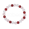 Round Natural Carnelian Beads Stretch Bracelets for Women BJEW-TA00568-01-2