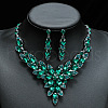 Fashionable Alloy Glass Earrings & Bib Necklaces FS-WGE8B96-04-1