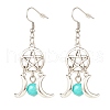 Woven Net with Natural Mashan Jade Dangle Earrings EJEW-JE04945-02-1