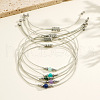 5Pcs Natural Gemstone Round Bead Braided Bead Bracelets LY1310-3
