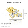 925 Sterling Silver Pave Clear Cubic Zirconia 3 Rectangle Stud Earrings for women FS-WG3C91C-03-2