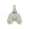 Brass Micro Pave Clear Cubic Zirconia Pendants KK-B099-01P-M-1