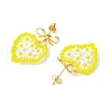Heart Handmade Glass Seed Beads Dangle Stud Earrings EJEW-MZ00369-6