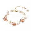 Plum Blossom Flower Glass Link Bracelets Set for Teen Girl Women X1-BJEW-TA00017-4