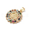 Brass Cubic Zirconia Pendants KK-Z050-26G-02-2