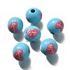 Valentine's Day Element Printed Wood Beads WOOD-R002-01-19-1