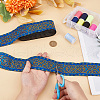 7M Ethnic Style Polyester Jacquard Flower Ribbon OCOR-WH0086-70-3