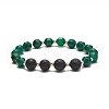 Natural Lava Rock & Dyed Agate Beaded Stretch Bracelet Sets BJEW-JB09181-4