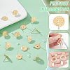 BENECREAT 16Pcs Brass Flat Round Stud Earring Findings KK-BC0013-75-4