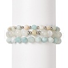 Natural Amazonite & White Moonstone Beaded Bracelets BJEW-JB09042-1
