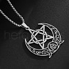 Moon Pentagram Stainless Steel Pendant Necklaces for Women Men FS-WG0AEB1-01-2
