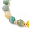 2Pcs Natural Striped Agate & Quartz Crystal & Amethyst Round Beaded Stretch Bracelets BJEW-JB11936-6