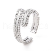 Brass Hollow Out Rectangle Open Cuff Ring for Women RJEW-E072-26P-1