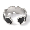 Heart 304 Stainless Steel Enamel Open Cuff Rings for Women RJEW-F166-30P-01-3