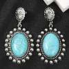 Alloy Synthetic Turquoise Dangle Stud Earrings EJEW-U053-01AS-2
