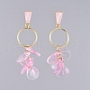 Glass Cluster Beads Dangle Ear Studs EJEW-JE03921-01-1