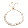 Brass Pave Clear Cubic Zirconia Square Box Chain Slider Bracelets BJEW-B094-10B-G-1