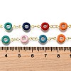 Brass Colorful Enamel Donut Link Chain Necklaces for Women NJEW-D314-04G-5