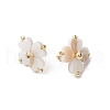 Clover Natural Freshwater Shell Stud Earrings EJEW-JE06387-5