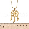 Bohemian 304 Stainless Steel Flower Woven Web/Net with Feather Pendant Necklaces NJEW-P327-07G-B-5