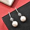 925 Sterling Silver Clear Cubic Zirconia Sun with Round Dangle Stud Earrings EJEW-L300-04P-1