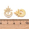 Star with Moon Brass Micro Pave Clear Cubic Zirconia Stud Earrings KK-D363-18G-3