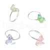 4Pcs 4 Colors Glass Butterfly Finger Rings RJEW-JR00826-02-2