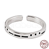 925 Sterling Silver Morse Code Engraved Open Cuff Ring for Women FIND-PW0013-006A-1