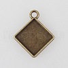 Vintage Tibetan Style Alloy Rhombus Pendant Cabochon Bezel Settings X-TIBEP-M018-137AB-NF-1