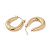 Texture Oval 201 Stainless Steel Half Hoop Earrings for Women EJEW-G385-10G-2