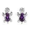 Tortoise Zinc Alloy Cubic Zirconia Stud Earrings WG8EE25-04-2