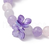 Natural Aquamarine & Rose Quartz & Amethyst Round Beaded Charm Bracelets BJEW-TA00615-01-4
