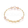 Brass Natural Fresh Water Pearl Beaded Bracelets for Women BJEW-T022-10G-3